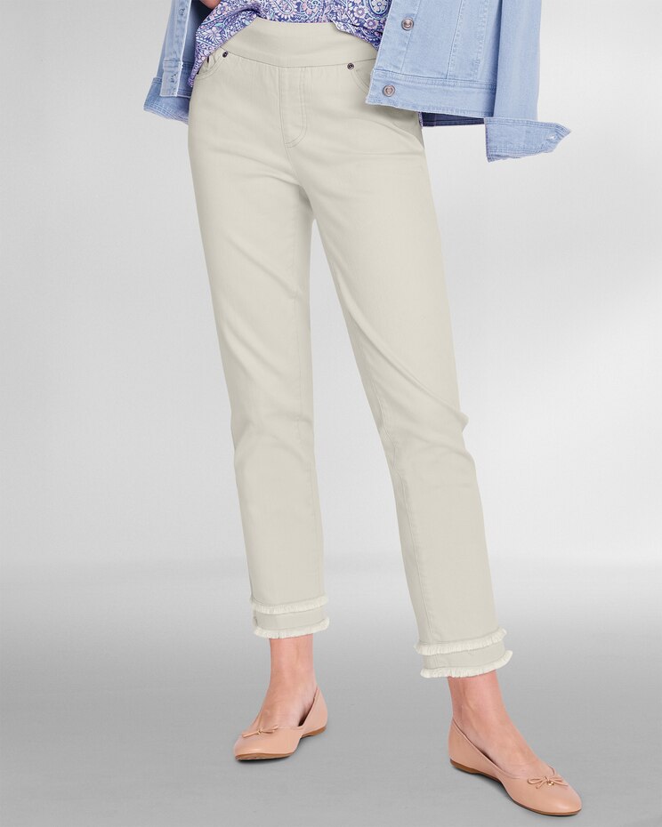 SlimSation® Double-Fringe Denim Ankle Pants image number 1