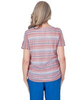 Alfred Dunner® Neptune Beach Textured Stripe Top with Side Ruching thumbnail number 2