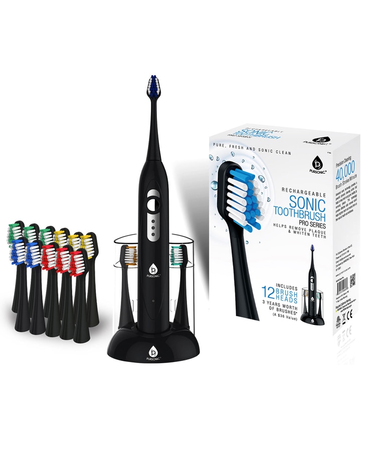 Sonic Rechargeable Toothbrush W/ 12 Brush Heads Included image number 1