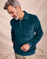 John Blair Banded-Bottom Velour Shirt thumbnail number 1
