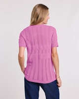 Short Sleeve Pointelle Sweater thumbnail number 3