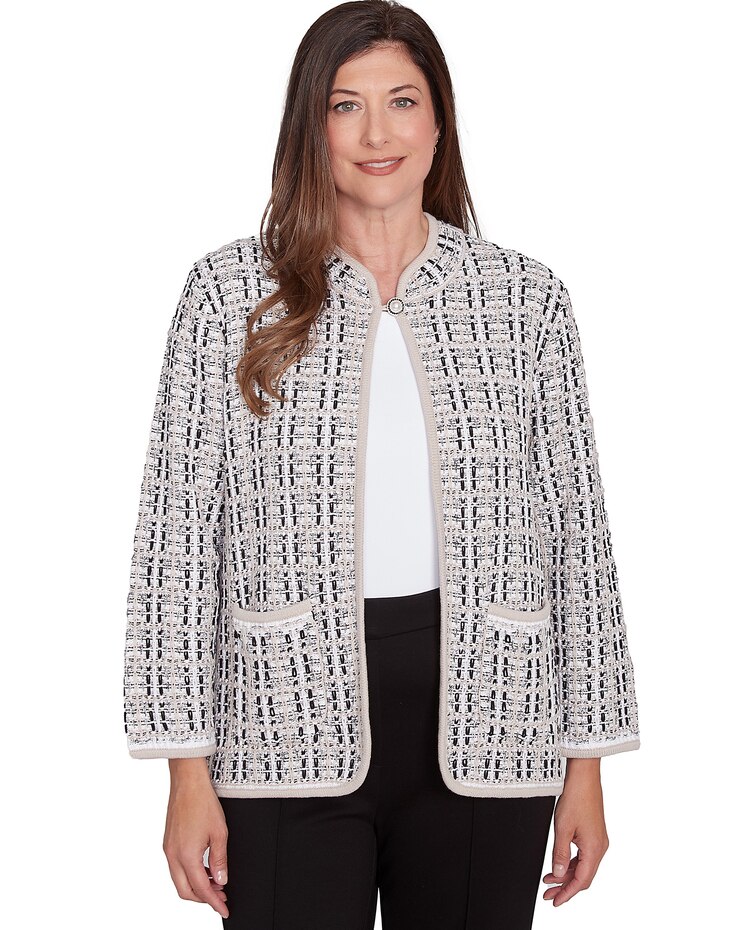 Alfred Dunner® Romancing The Stone Textured Collared Knit Jacket image number 1