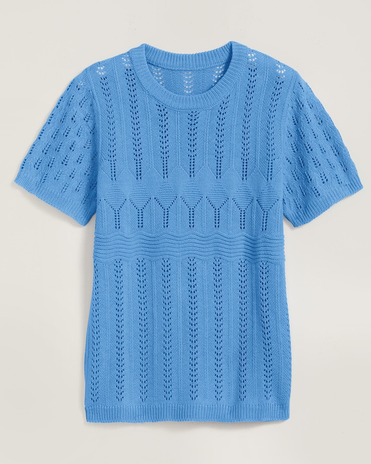 Short Sleeve Pointelle Sweater image number 1
