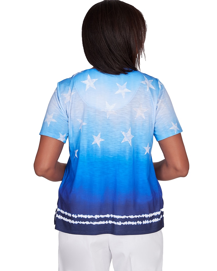 Alfred Dunner® All American Tie Dye Stars Short Sleeve Tops image number 2