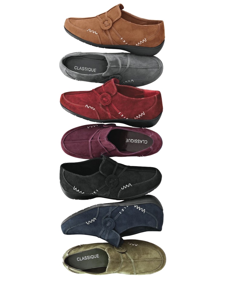 “Kelly” Faux Suede Slip-Ons by Classique® image number 1