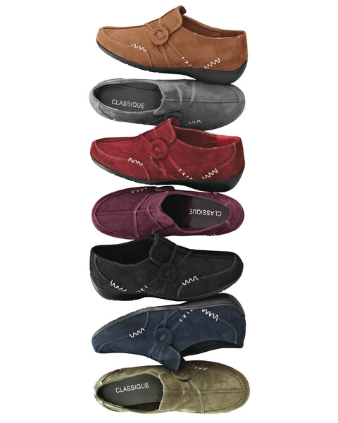 “Kelly” Faux Suede Slip-Ons by Classique®