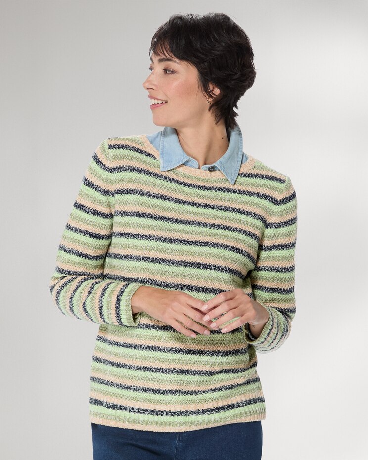 Textured-Stripe Weekend Sweater image number 1