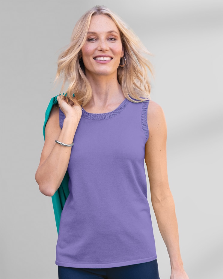 Madison Crochet-Trim Sleeveless Shell image number 1