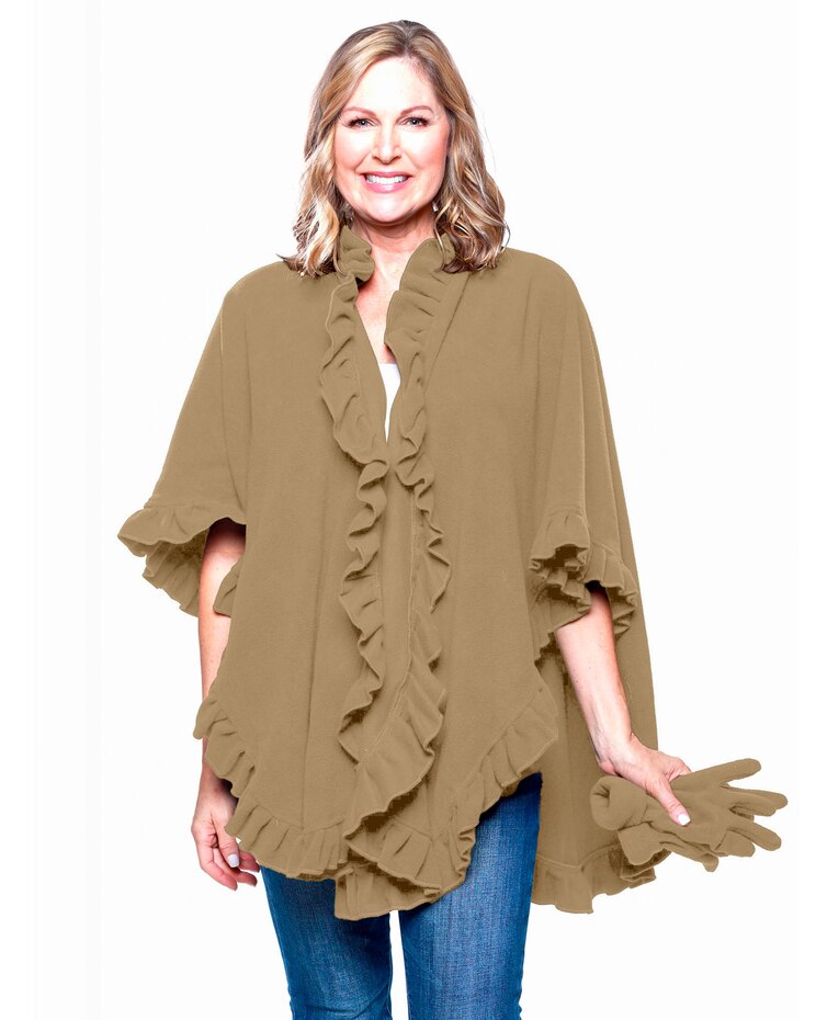 Ruffle Fleece Wrap & Glove Set image number 1
