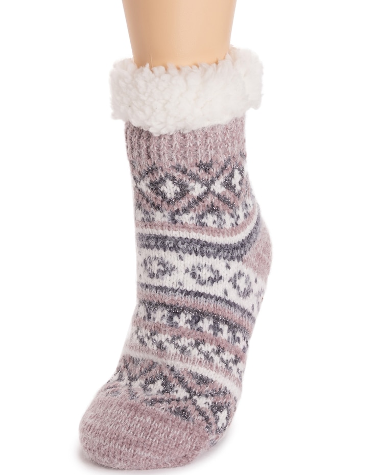 MUK LUKS Chenille Eyelash Mix Cabin Socks image number 4