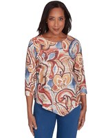 Alfred Dunner® Harvest Moon Watercolor Paisley Crew Neck Top thumbnail number 1