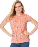Short-Sleeve Pointelle Henley Top thumbnail number 2