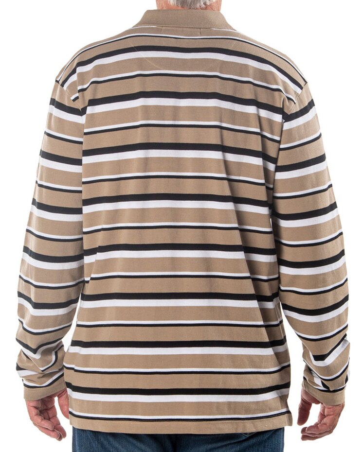 Palmland Long Sleeve Mixed Stripe Pique Polo image number 2