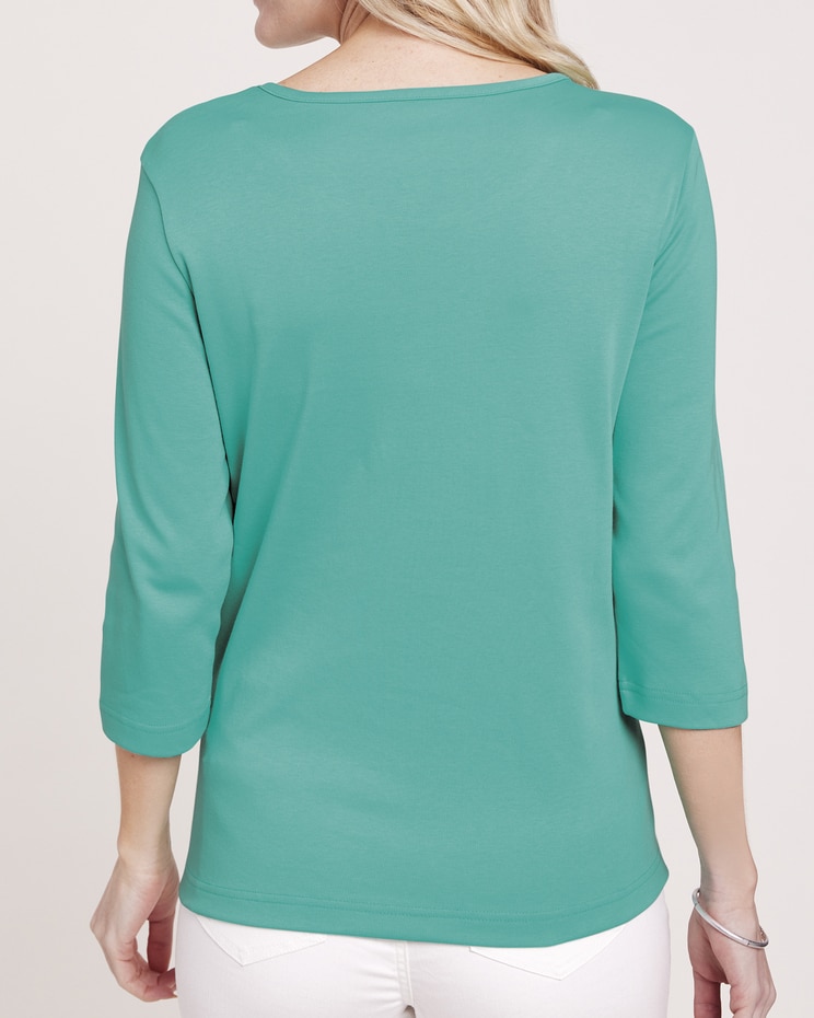 Essential Knit Three-Quarter Sleeve Tee image number 2
