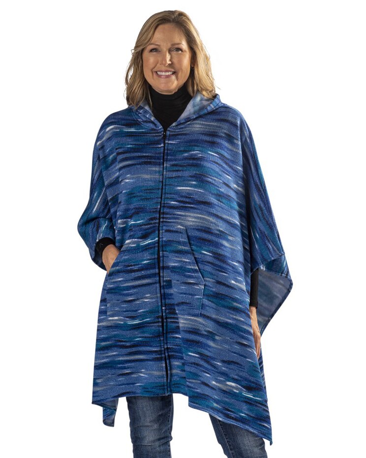 Spacedye Hooded Zip Fleece Poncho image number 1