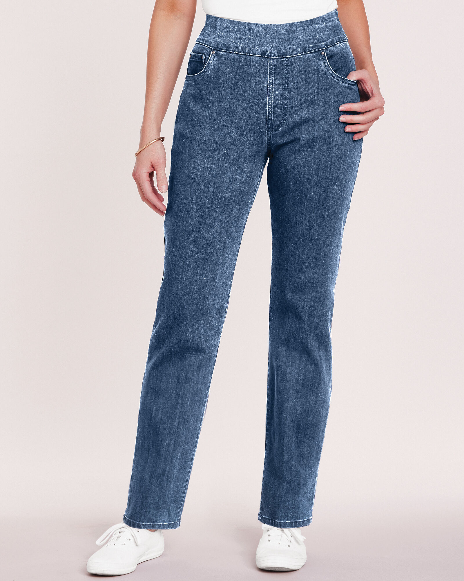 DenimEase Flat Waist Pull On Jeans Blair