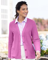 Cotton Tuckstitch V-Neck Cardigan thumbnail number 1