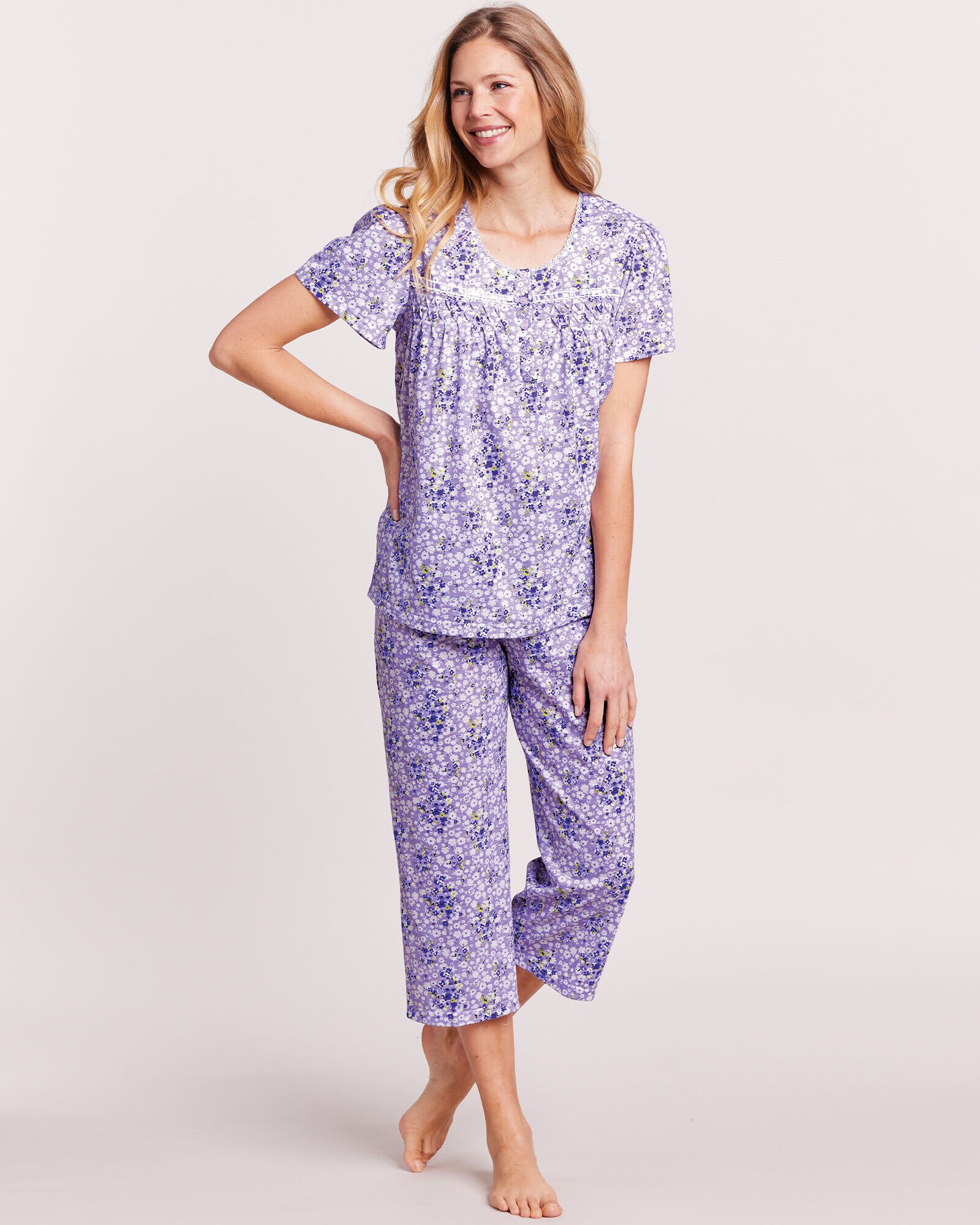 Floral Print Capris Pajama Set