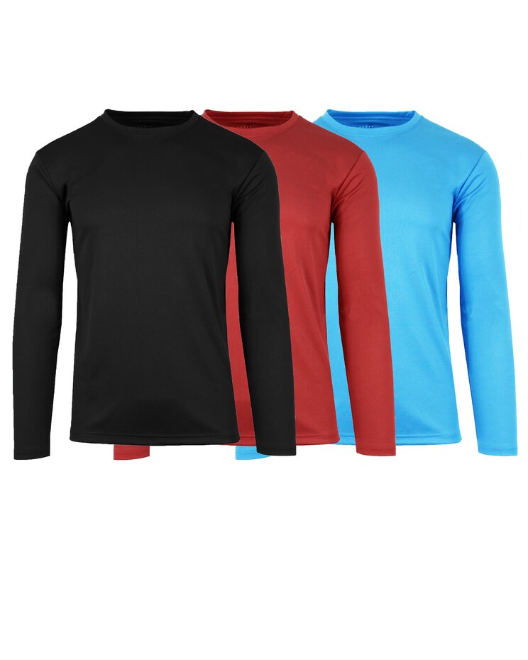 Galaxy By Harvic Men's Long Sleeve Moisture-Wicking  Crew Neck Tee- 3 Pack image number 1