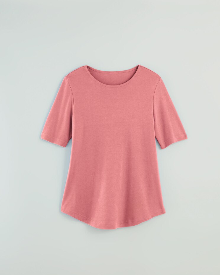 Essential Knit Elbow-Sleeve Curved-Hem Tunic image number 1