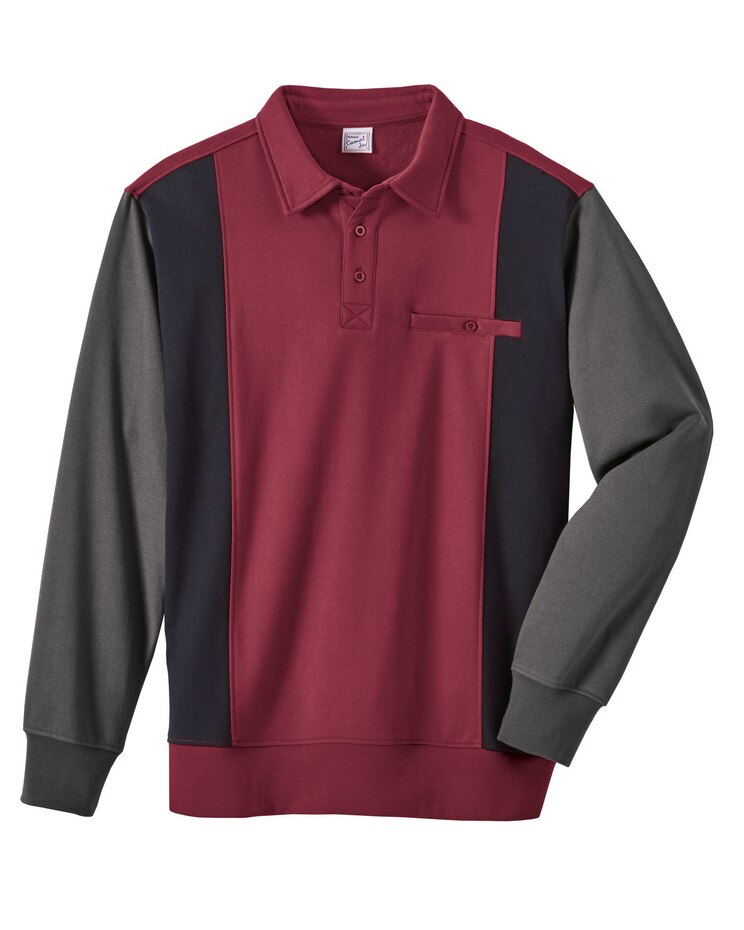 Haband Men’s Casual Joe® Vertical Colorblock Fleece Polo image number 1