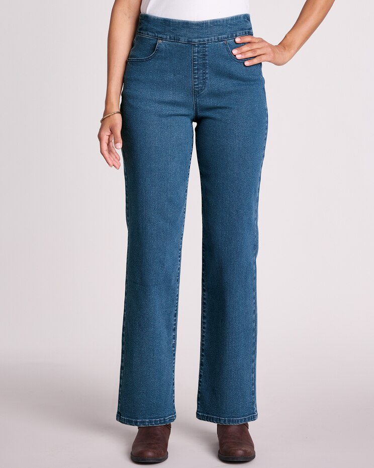 DenimEase™ Flat Waist Wide Leg Jeans image number 1