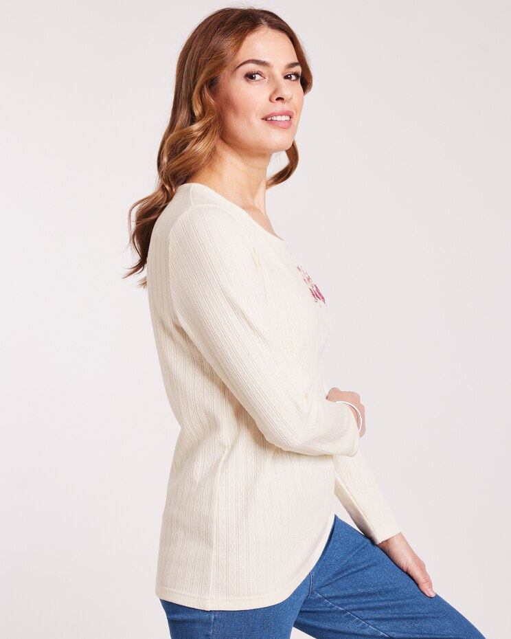 Embroidered Pointelle Top image number 7