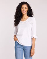 Slub Knit Flounce Embroidered Top thumbnail number 1