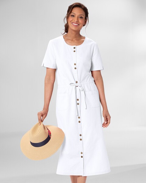 Captiva Drawstring Button-Front Dress