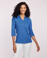 Essential Knit Three-Quarter Sleeve Polo Tee thumbnail number 1