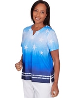 Alfred Dunner® All American Tie Dye Stars Short Sleeve Tops thumbnail number 3