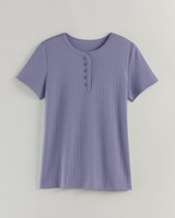 Short Sleeve Pointelle Henley Top thumbnail number 1