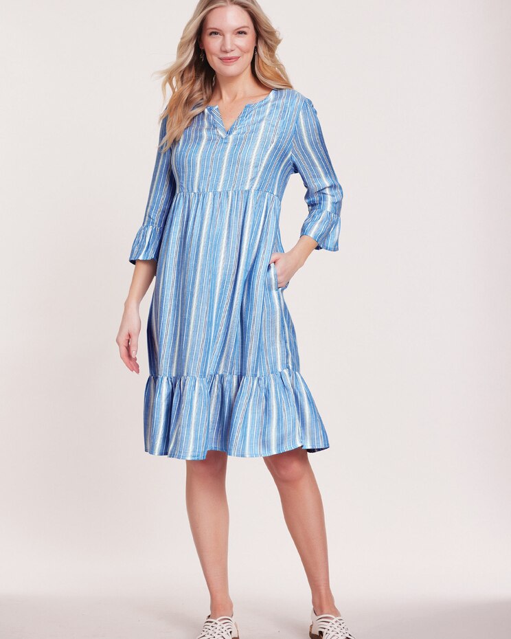 Striped Tiered Dress image number 1
