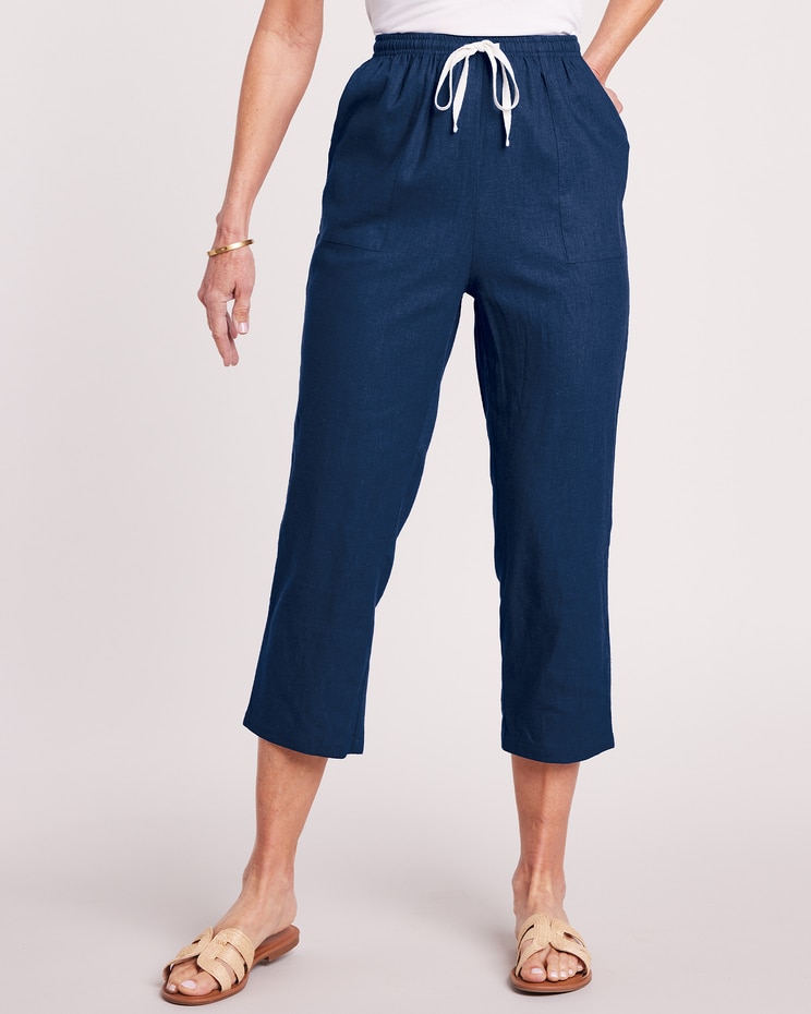 Linen Blend Crop Capris image number 1