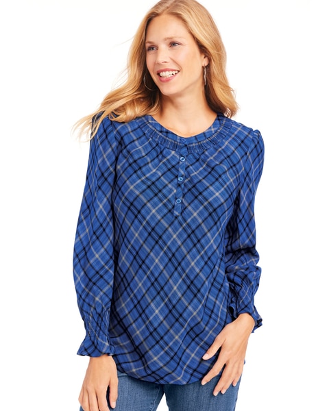 Smocked Neckline Blouse