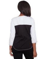 Alfred Dunner® Wild At Heart Spliced Floral Black & White Top thumbnail number 2
