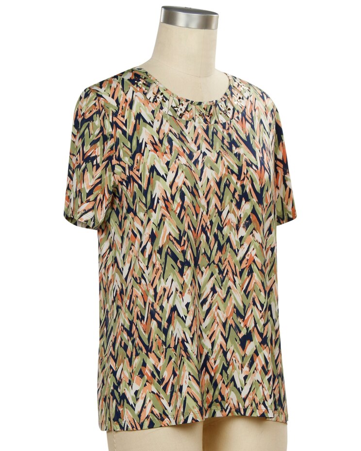 Southern Lady Color Dynamic Short Sleeve Print Top image number 1