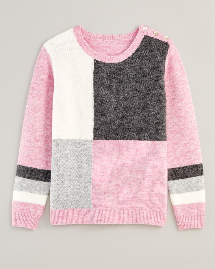 Alfred Dunner® Swiss Chalet Colorblock Texture Sweater image number 1
