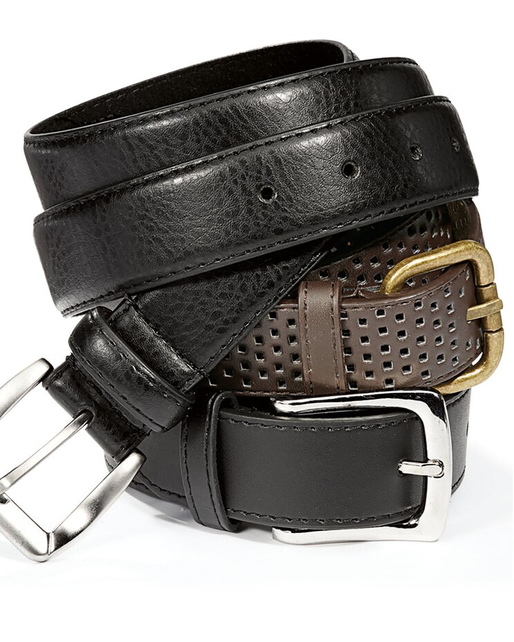 Haband Men's Leather Belt Trio image number 1