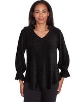 Ruby Rd® Berry Glam Knit Smock Velvet Top thumbnail number 1