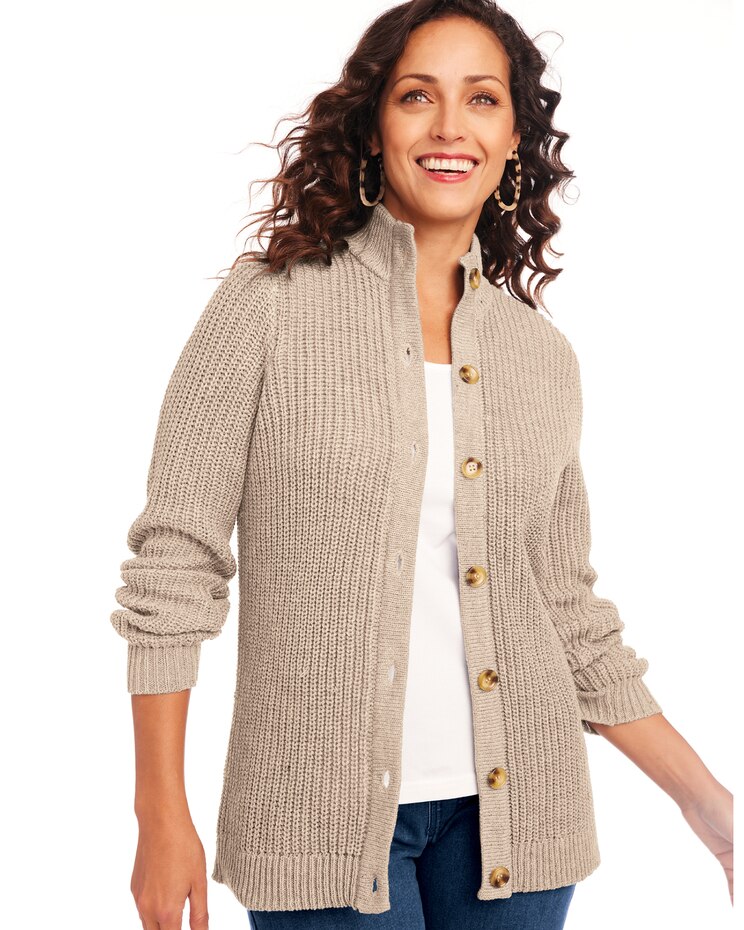 Button Front Shaker Cardigan image number 1