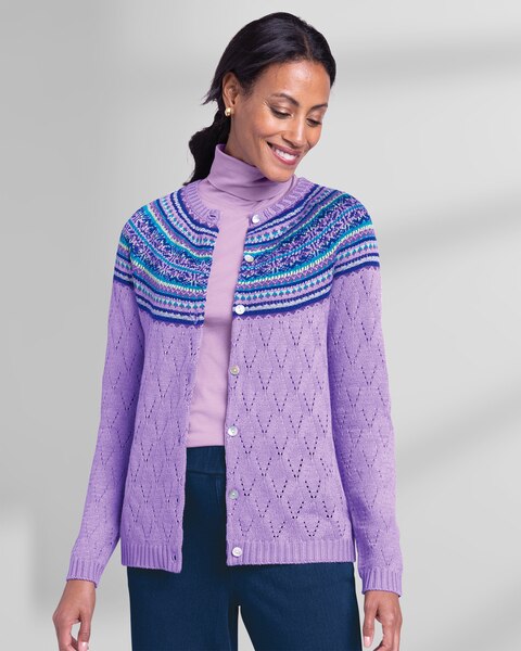 Fair Isle Pointelle Cardigan