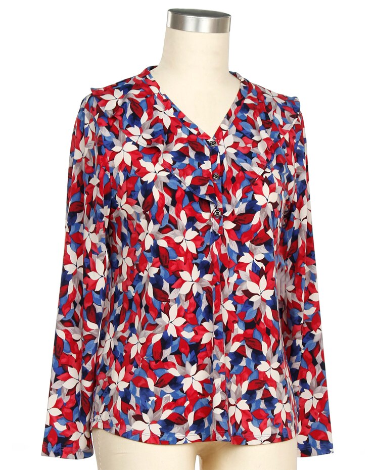 Southern Lady Office Party Long Sleeve Print Top image number 1