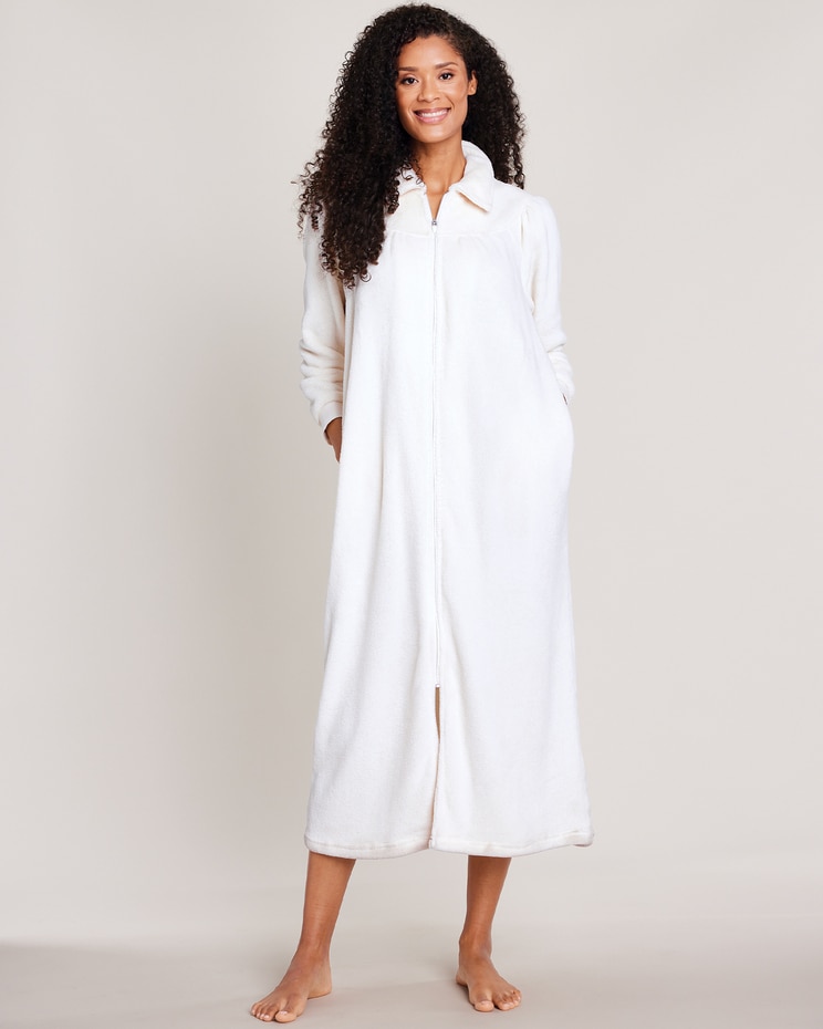 Cozy Knit Plush Zip Robe image number 1