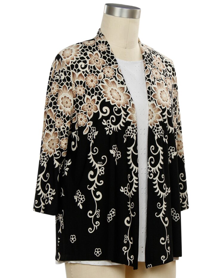 Southern Lady Midnight Moonlight 3/4 Sleeve Border Print Jacket image number 1