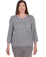 Alfred Dunner® Copenhagen Fairisle Heart Set Sweater thumbnail number 1