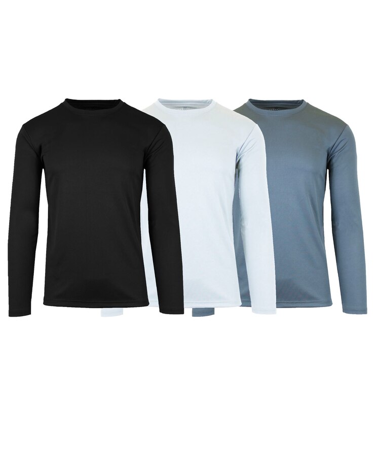 Galaxy By Harvic Men's Long Sleeve Moisture-Wicking  Crew Neck Tee- 3 Pack image number 1