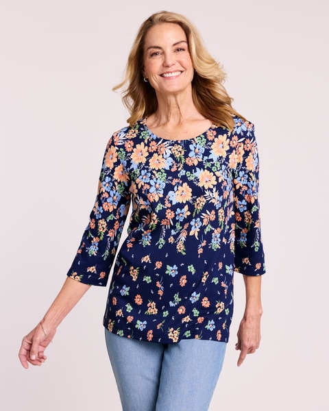 Essential Knit Border Print Top