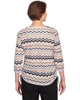 Alfred Dunner® Neutral Territory Diagonal Texture Drawstring Hem Top thumbnail number 2