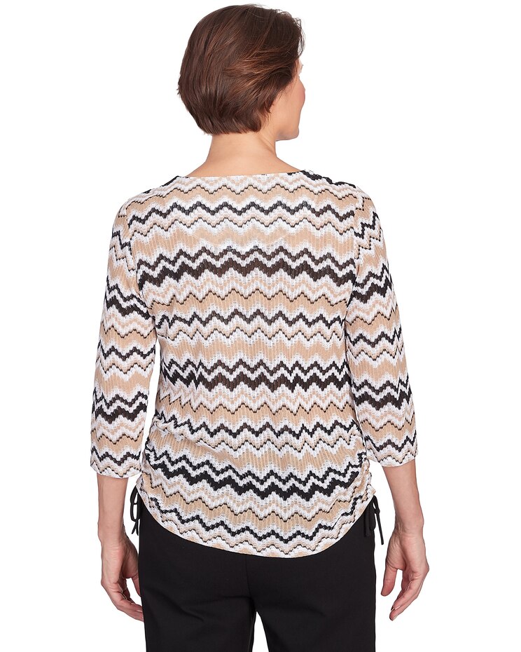 Alfred Dunner® Neutral Territory Diagonal Texture Drawstring Hem Top image number 2